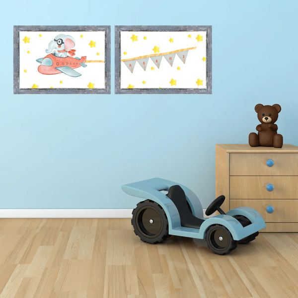Wall Print - Personalized Flying Elephant